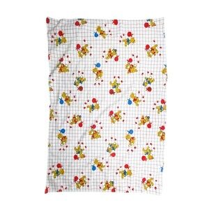 Vintage Dundee Baby Receiving Blanket Teddy Bear Grid Print 39x26 USA Cotton